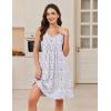 image:imageEkouaer Cotton Nightgowns for Women Sleeveless Night Gown Tank Sleep Shirts Pleated Night Shirts V Neck ChemiseFloral White Purple