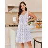 image:imageEkouaer Cotton Nightgowns for Women Sleeveless Night Gown Tank Sleep Shirts Pleated Night Shirts V Neck ChemiseFloral White Purple