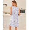 image:imageEkouaer Cotton Nightgowns for Women Sleeveless Night Gown Tank Sleep Shirts Pleated Night Shirts V Neck ChemiseFloral White Purple