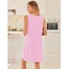 image:imageEkouaer Cotton Nightgowns for Women Sleeveless Night Gown Tank Sleep Shirts Pleated Night Shirts V Neck ChemiseMisty Rose