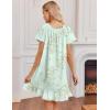 image:imageEkouaer Cotton Nightgowns for Women Vintage Victorian Night Gowns Short Sleeve Sleep Shirts Lace Sleep Dress Soft SleepwearFloral Green