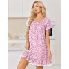 image:imageEkouaer Cotton Nightgowns for Women Vintage Victorian Night Gowns Short Sleeve Sleep Shirts Lace Sleep Dress Soft SleepwearFloral Pink