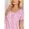 image:imageEkouaer Cotton Nightgowns for Women Vintage Victorian Night Gowns Short Sleeve Sleep Shirts Lace Sleep Dress Soft SleepwearFloral Pink