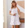 image:imageEkouaer Cotton Nightgowns for Women Vintage Victorian Night Gowns Short Sleeve Sleep Shirts Lace Sleep Dress Soft SleepwearFlowers Pink White