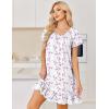 image:imageEkouaer Cotton Nightgowns for Women Vintage Victorian Night Gowns Short Sleeve Sleep Shirts Lace Sleep Dress Soft SleepwearFlowers Pink White