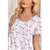 image:imageEkouaer Cotton Nightgowns for Women Vintage Victorian Night Gowns Short Sleeve Sleep Shirts Lace Sleep Dress Soft SleepwearFlowers Pink White