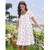 image:imageEkouaer Cotton Nightgowns for Women Vintage Victorian Night Gowns Short Sleeve Sleep Shirts Lace Sleep Dress Soft SleepwearFlowers Pink White