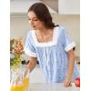 image:imageEkouaer Cotton Nightgowns for Women Vintage Victorian Nightgown Short Sleeve Lace Night Gown Long Nightdress Soft NightshirtBlue Flowers