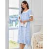 image:imageEkouaer Cotton Nightgowns for Women Vintage Victorian Nightgown Short Sleeve Lace Night Gown Long Nightdress Soft NightshirtBlue Flowers