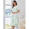 image:imageEkouaer Cotton Nightgowns for Women Vintage Victorian Nightgown Short Sleeve Lace Night Gown Long Nightdress Soft NightshirtGreen Flowers