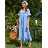 image:imageEkouaer Cotton Nightgowns for Women Vintage Victorian Nightgown Short Sleeve Lace Night Gown Long Nightdress Soft NightshirtLight Blue