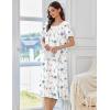 image:imageEkouaer Cotton Nightgowns for Women Vintage Victorian Nightgown Short Sleeve Lace Night Gown Long Nightdress Soft NightshirtWhite Little Flowers