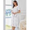image:imageEkouaer Cotton Nightgowns for Women Vintage Victorian Nightgown Short Sleeve Lace Night Gown Long Nightdress Soft NightshirtWhite Purple Flowers