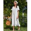 image:imageEkouaer Cotton Nightgowns for Women Vintage Victorian Nightgown Short Sleeve Lace Night Gown Long Nightdress Soft NightshirtWhite Purple Flowers