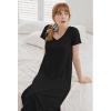 image:imageEkouaer Long Nightgowns for Women Bamboo Viscose Sleepshirt Short Sleeve Night Gown V Neck House DressBlack