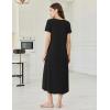 image:imageEkouaer Long Nightgowns for Women Bamboo Viscose Sleepshirt Short Sleeve Night Gown V Neck House DressBlack