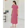 image:imageEkouaer Long Nightgowns for Women Bamboo Viscose Sleepshirt Short Sleeve Night Gown V Neck House DressCherry Red
