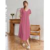 image:imageEkouaer Long Nightgowns for Women Bamboo Viscose Sleepshirt Short Sleeve Night Gown V Neck House DressCherry Red