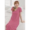 image:imageEkouaer Long Nightgowns for Women Bamboo Viscose Sleepshirt Short Sleeve Night Gown V Neck House DressCherry Red
