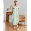 image:imageEkouaer Long Nightgowns for Women Bamboo Viscose Sleepshirt Short Sleeve Night Gown V Neck House DressFloral Mint Green