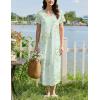 image:imageEkouaer Long Nightgowns for Women Bamboo Viscose Sleepshirt Short Sleeve Night Gown V Neck House DressFloral Mint Green
