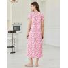 image:imageEkouaer Long Nightgowns for Women Bamboo Viscose Sleepshirt Short Sleeve Night Gown V Neck House DressFloral Pink