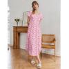 image:imageEkouaer Long Nightgowns for Women Bamboo Viscose Sleepshirt Short Sleeve Night Gown V Neck House DressFloral Pink