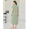 image:imageEkouaer Long Nightgowns for Women Bamboo Viscose Sleepshirt Short Sleeve Night Gown V Neck House DressLight Green