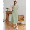 image:imageEkouaer Long Nightgowns for Women Bamboo Viscose Sleepshirt Short Sleeve Night Gown V Neck House DressLight Green