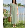 image:imageEkouaer Long Nightgowns for Women Bamboo Viscose Sleepshirt Short Sleeve Night Gown V Neck House DressLight Green
