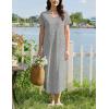 image:imageEkouaer Long Nightgowns for Women Bamboo Viscose Sleepshirt Short Sleeve Night Gown V Neck House DressLight Grey