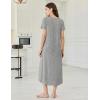 image:imageEkouaer Long Nightgowns for Women Bamboo Viscose Sleepshirt Short Sleeve Night Gown V Neck House DressLight Grey