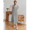 image:imageEkouaer Long Nightgowns for Women Bamboo Viscose Sleepshirt Short Sleeve Night Gown V Neck House DressLight Grey