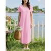 image:imageEkouaer Long Nightgowns for Women Bamboo Viscose Sleepshirt Short Sleeve Night Gown V Neck House DressMisty Rose