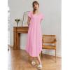 image:imageEkouaer Long Nightgowns for Women Bamboo Viscose Sleepshirt Short Sleeve Night Gown V Neck House DressMisty Rose