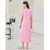image:imageEkouaer Long Nightgowns for Women Bamboo Viscose Sleepshirt Short Sleeve Night Gown V Neck House DressMisty Rose