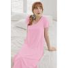 image:imageEkouaer Long Nightgowns for Women Bamboo Viscose Sleepshirt Short Sleeve Night Gown V Neck House DressMisty Rose