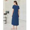 image:imageEkouaer Long Nightgowns for Women Bamboo Viscose Sleepshirt Short Sleeve Night Gown V Neck House DressPeacock Blue
