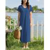 image:imageEkouaer Long Nightgowns for Women Bamboo Viscose Sleepshirt Short Sleeve Night Gown V Neck House DressPeacock Blue