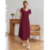 image:imageEkouaer Long Nightgowns for Women Bamboo Viscose Sleepshirt Short Sleeve Night Gown V Neck House DressRed