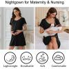 image:imageEkouaer Nightgowns for Women Bamboo Viscose Button Down Sleep Shirts Short Sleeve Nightshirts House Dress with PocketsBlack