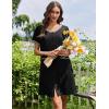 image:imageEkouaer Nightgowns for Women Bamboo Viscose Button Down Sleep Shirts Short Sleeve Nightshirts House Dress with PocketsBlack