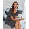 image:imageEkouaer Nightgowns for Women Bamboo Viscose Button Down Sleep Shirts Short Sleeve Nightshirts House Dress with PocketsDark Grey