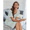 image:imageEkouaer Nightgowns for Women Bamboo Viscose Button Down Sleep Shirts Short Sleeve Nightshirts House Dress with PocketsGreen Floral