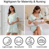 image:imageEkouaer Nightgowns for Women Bamboo Viscose Button Down Sleep Shirts Short Sleeve Nightshirts House Dress with PocketsGreen Floral