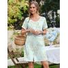 image:imageEkouaer Nightgowns for Women Bamboo Viscose Button Down Sleep Shirts Short Sleeve Nightshirts House Dress with PocketsGreen Floral