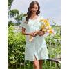 image:imageEkouaer Nightgowns for Women Bamboo Viscose Button Down Sleep Shirts Short Sleeve Nightshirts House Dress with PocketsGreen Floral
