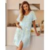 image:imageEkouaer Nightgowns for Women Bamboo Viscose Button Down Sleep Shirts Short Sleeve Nightshirts House Dress with PocketsGreen Floral