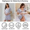 image:imageEkouaer Nightgowns for Women Bamboo Viscose Button Down Sleep Shirts Short Sleeve Nightshirts House Dress with PocketsGrey Star
