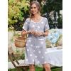 image:imageEkouaer Nightgowns for Women Bamboo Viscose Button Down Sleep Shirts Short Sleeve Nightshirts House Dress with PocketsGrey Star